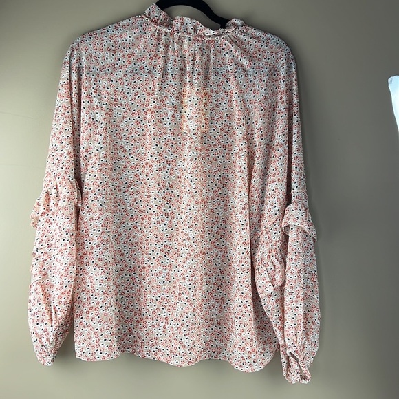 See u Soon Floral  Semi Sheer Long Sleeve Top with Ruffle - Picture 2 of 10